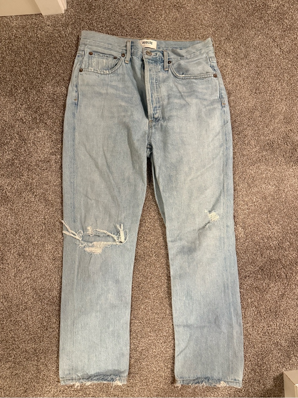 Agolde High-Rise Jeans in Light Blue Wash
